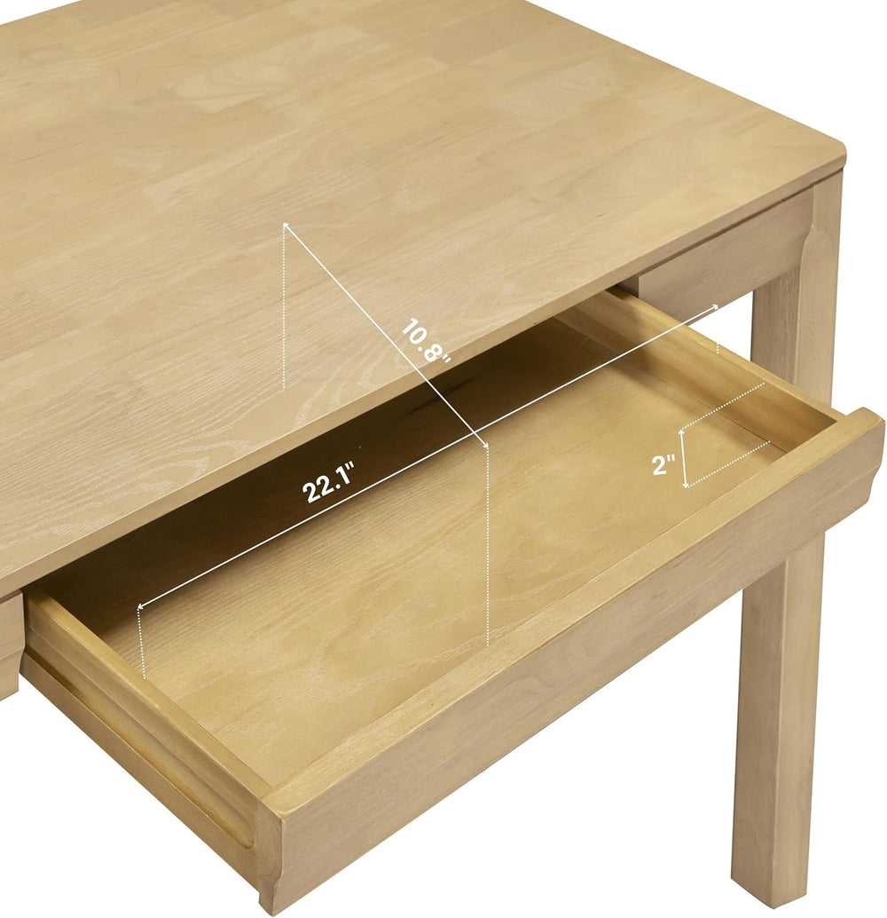 NTC Flow Modern Wooden Rectangle Desk Table with Hidden Drawer – Waterproof &...
