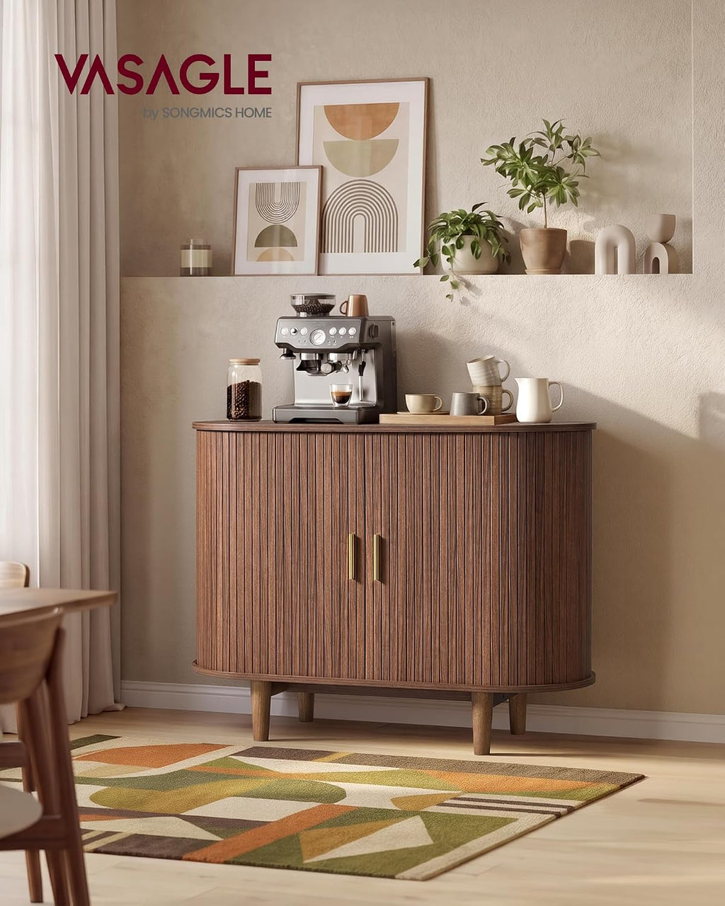 VASAGLE Storage Cabinet, Sideboard with Adjustable Shelves