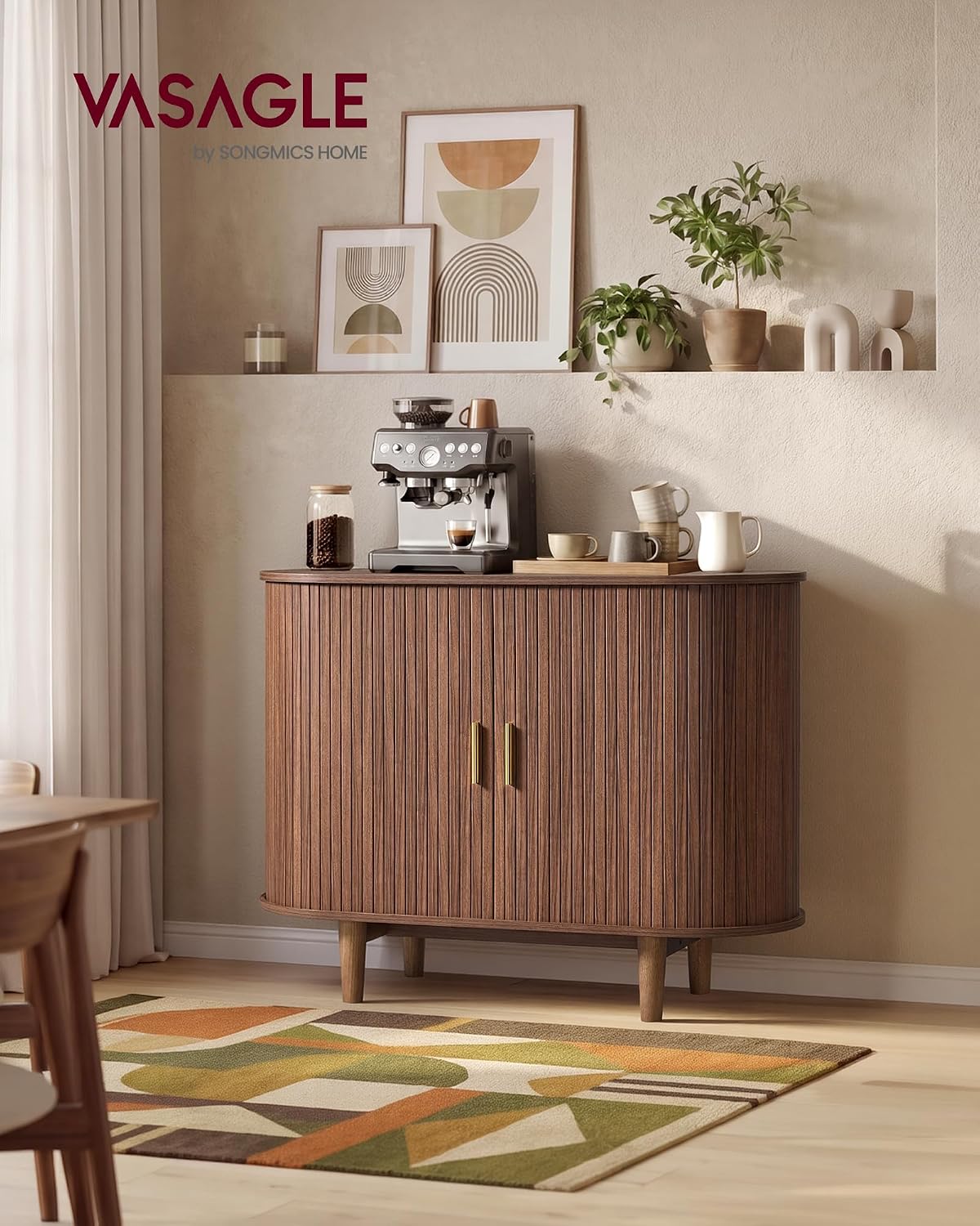 VASAGLE Storage Cabinet, Sideboard with Adjustable Shelves