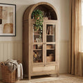 TYBOATLE 71'' Arched Pantry Cabinet with Glass Door for Kitchen Dining Room