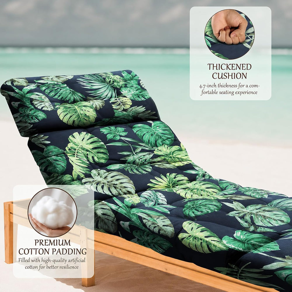 EverPine 2 Pack Chaise Lounge Chair Cushion 74.4 x 22.8 x 4.7 Inche, Patio Lo...