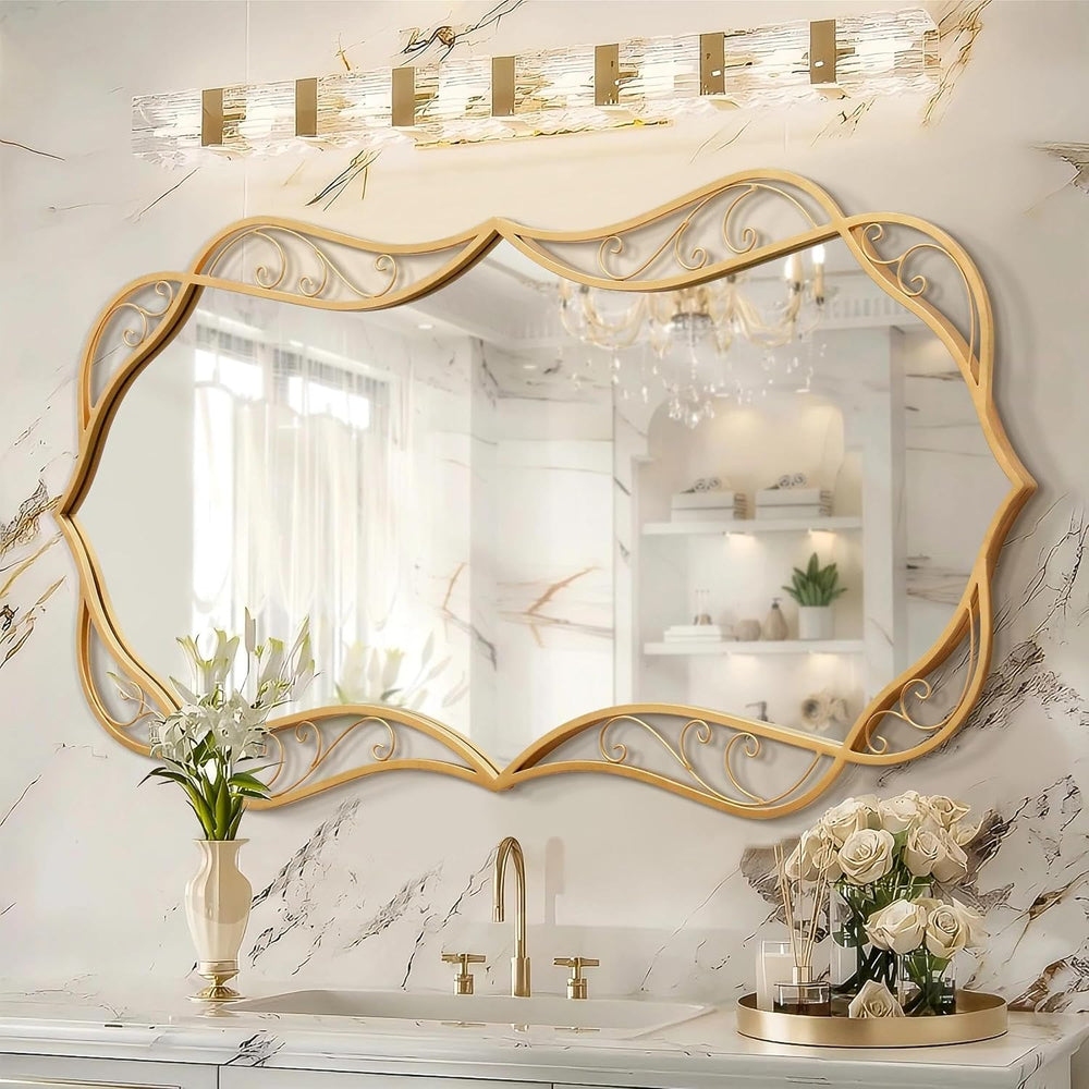 Besdomus Large Gold Wall Mirror: 24"x48" Bathroom Mirrors for Over ...