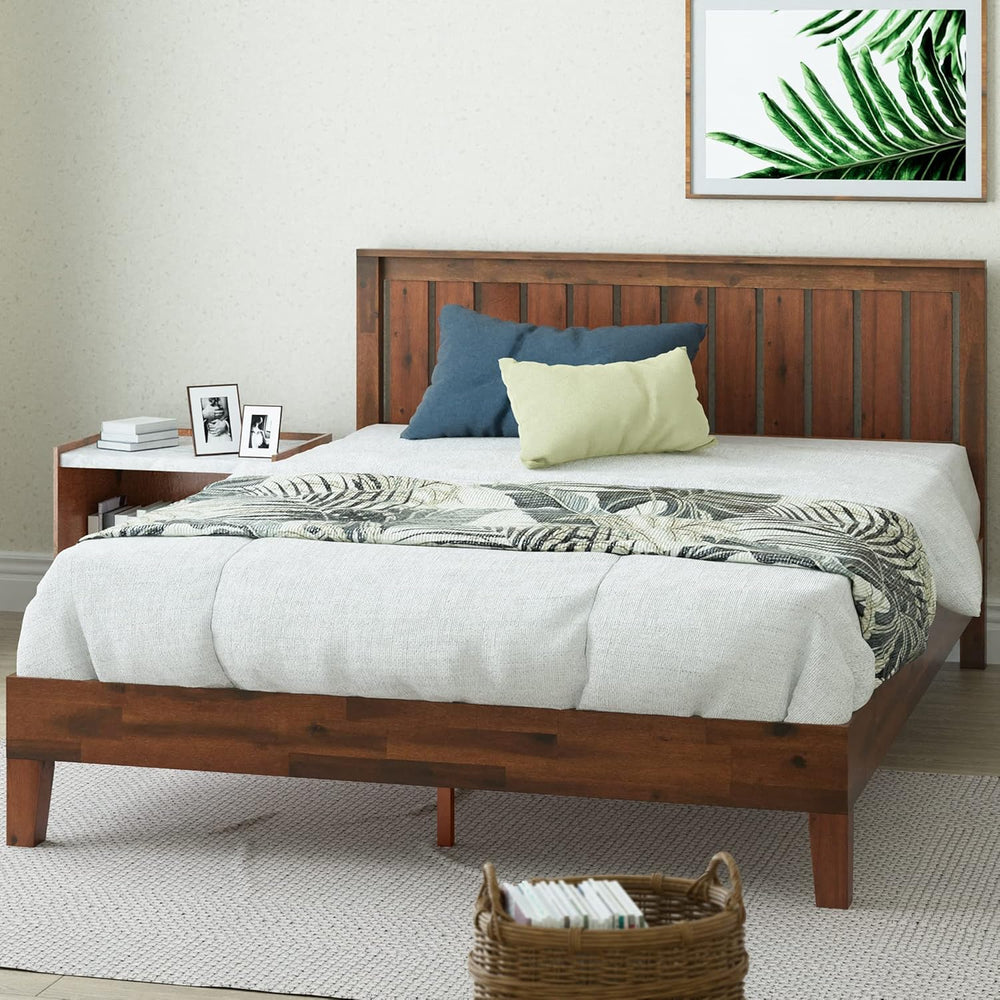 Zinus Vivek Deluxe Wood Platform Bed Frame with Headboard, Full
