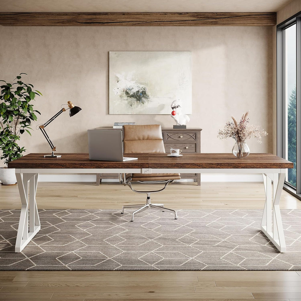 Tribesigns 78.74-Inch Large Executive Desk, Industrial Home Office Computer D...