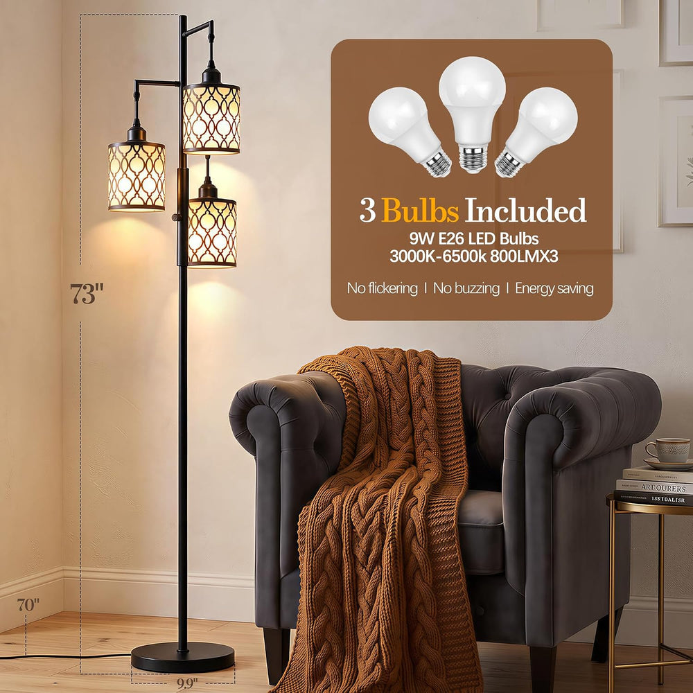 73" Dimmable Floor Lamps for Living Room, Standing Lamp with Remote, Black