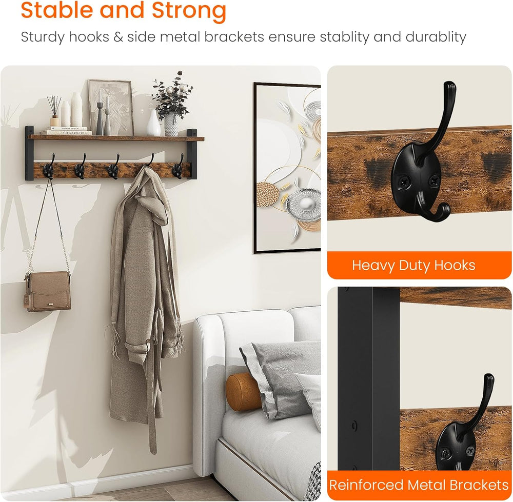 Homode Coat Rack with Wall Mount, 24 Inch Long Entryway Wall Shelf with Hooks...