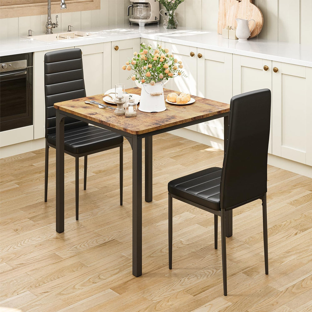 Gizoon 3-Piece Dining Table Set for 2, Kitchen Table with PU Chairs Retro