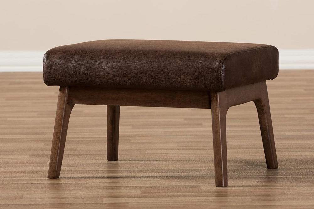 Baxton Studio Birk Mid-Century Modern Walnut Wood Dark Brown Distressed Faux ...