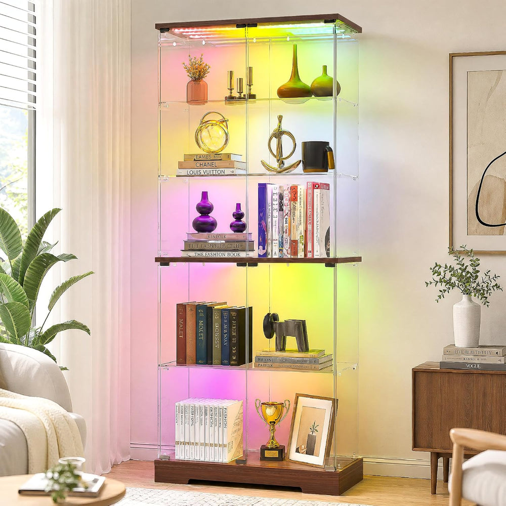 Vlsrka 71" Tall Glass Display Cabinet with RGB Lights and Motion Sensor