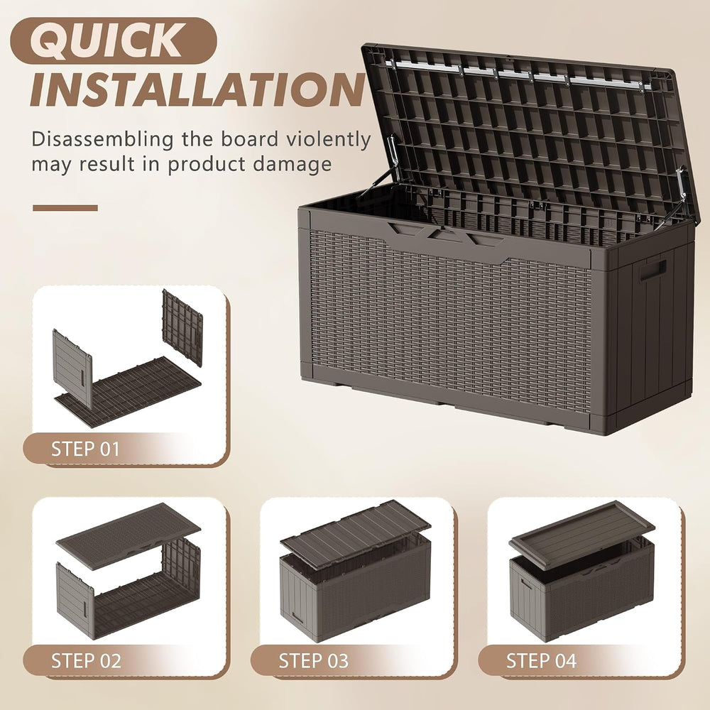 Devoko 100 Gallon Deck Box Waterproof Outdoor Storage Box with Cushion