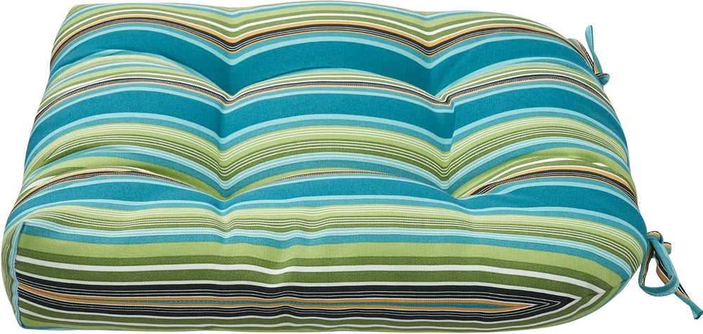 Indoor/Outdoor Tufted Seat Cushions with Ties Set of 2, 19"x19" Cha...