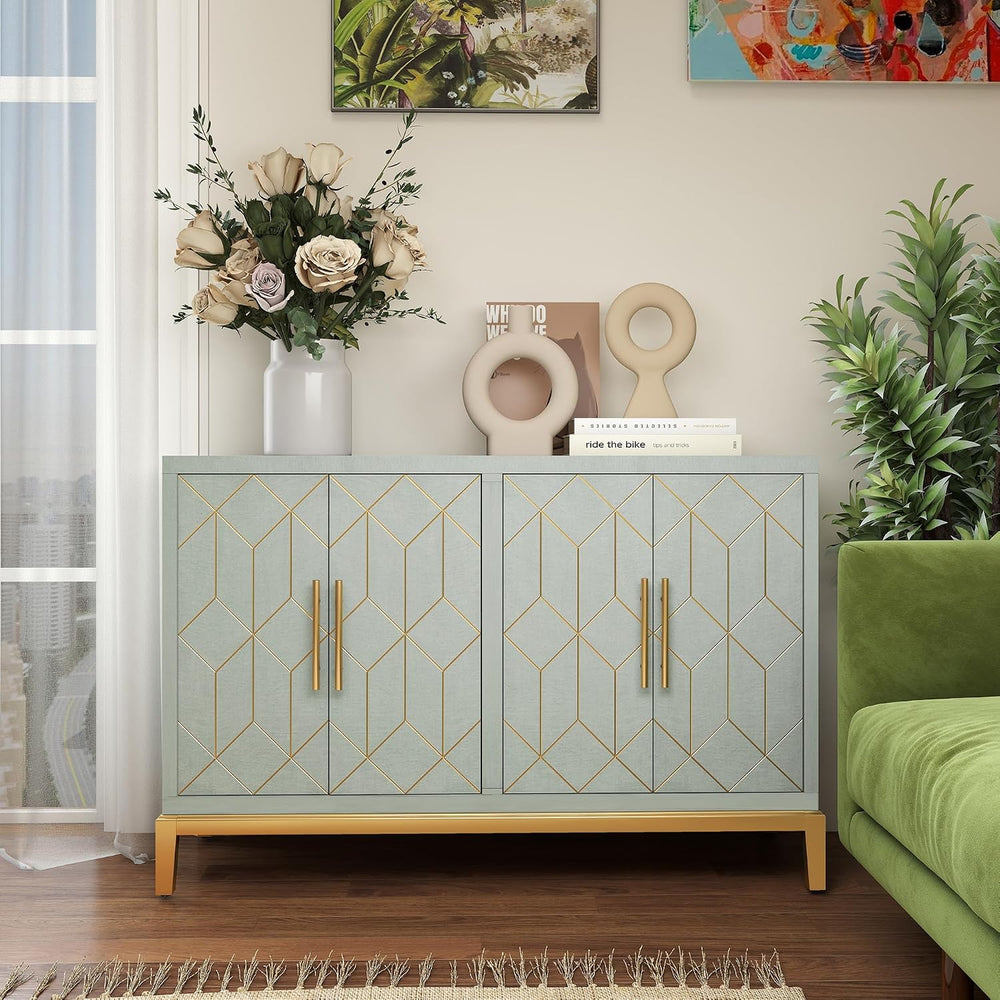 47.8" Accent Storage Cabinet with 4 Doors, Modern Sideboard Buffet Cabin...