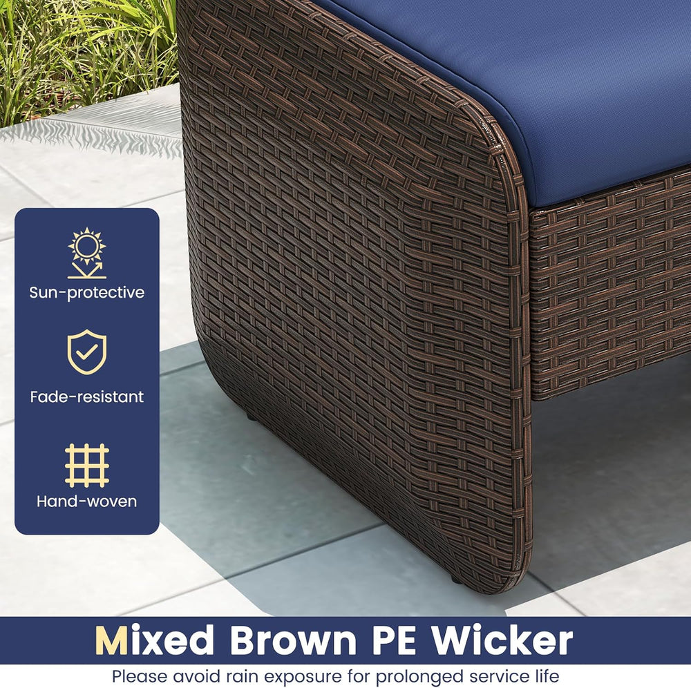RELAX4LIFE Wicker Outdoor Ottomans for Patio - 2-Piece Rattan Footstools w/Re...