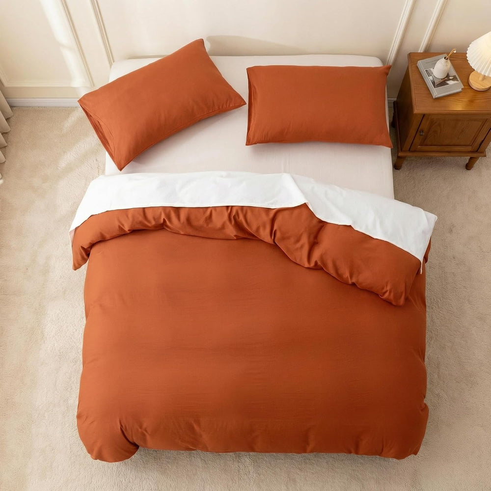 HeimenAogo Egyptian Cotton Duvet Cover Set King, Ultra Soft and Breathable Co...