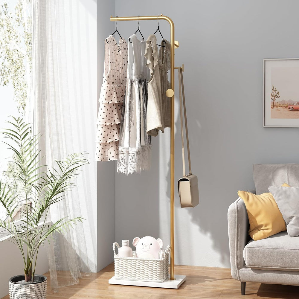 TIEOU Gold Coat Racks, Metal Coat Racks Freestanding with Crossbar and 3 Hook...