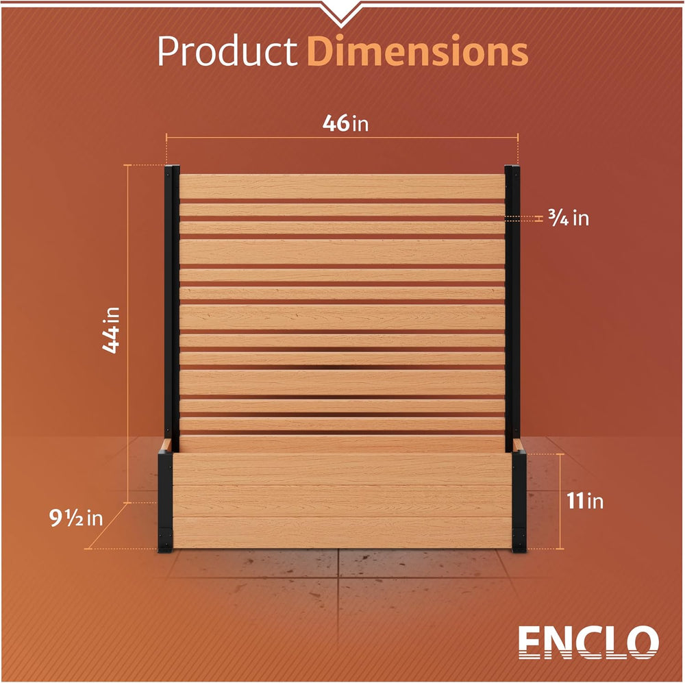 Enclo 4ftH Florence Privacy Screen w/Planter Box, Freestanding Cedar Vinyl