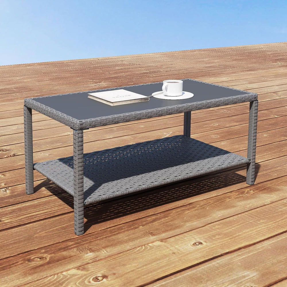 C-Hopetree Small Outdoor Coffee Side End Table for Outside Patio Storage, Gra...