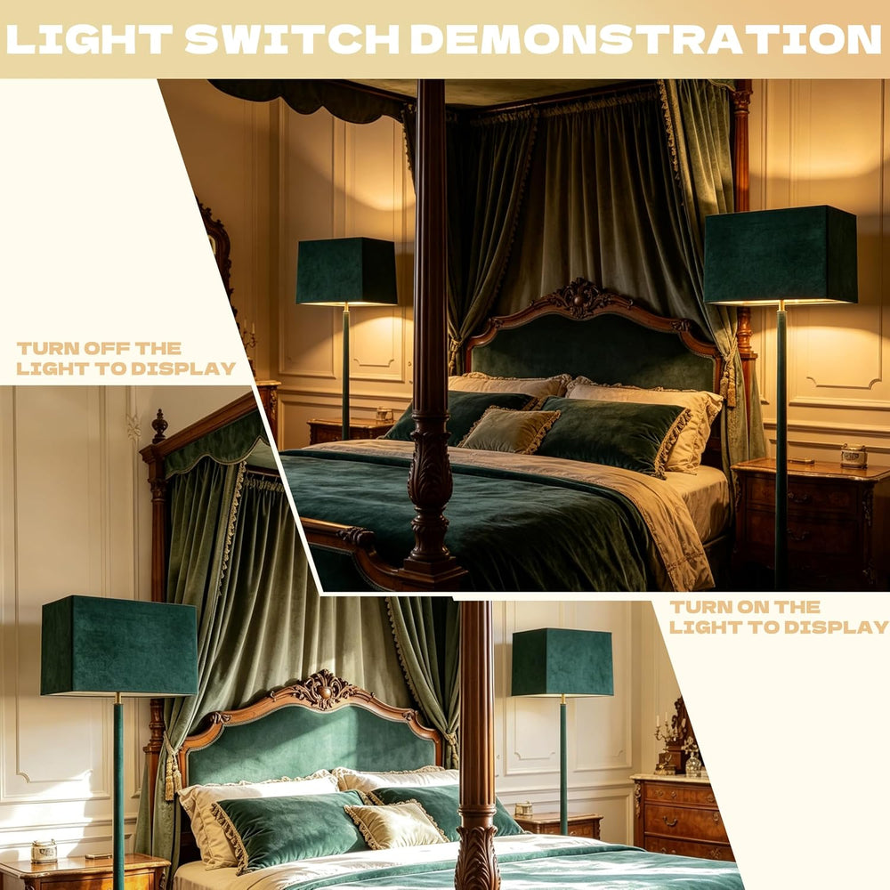 GO&SO Rectangle Lamp Shades Set of 2 Large,Green Velvet Shade 16"Lx8...