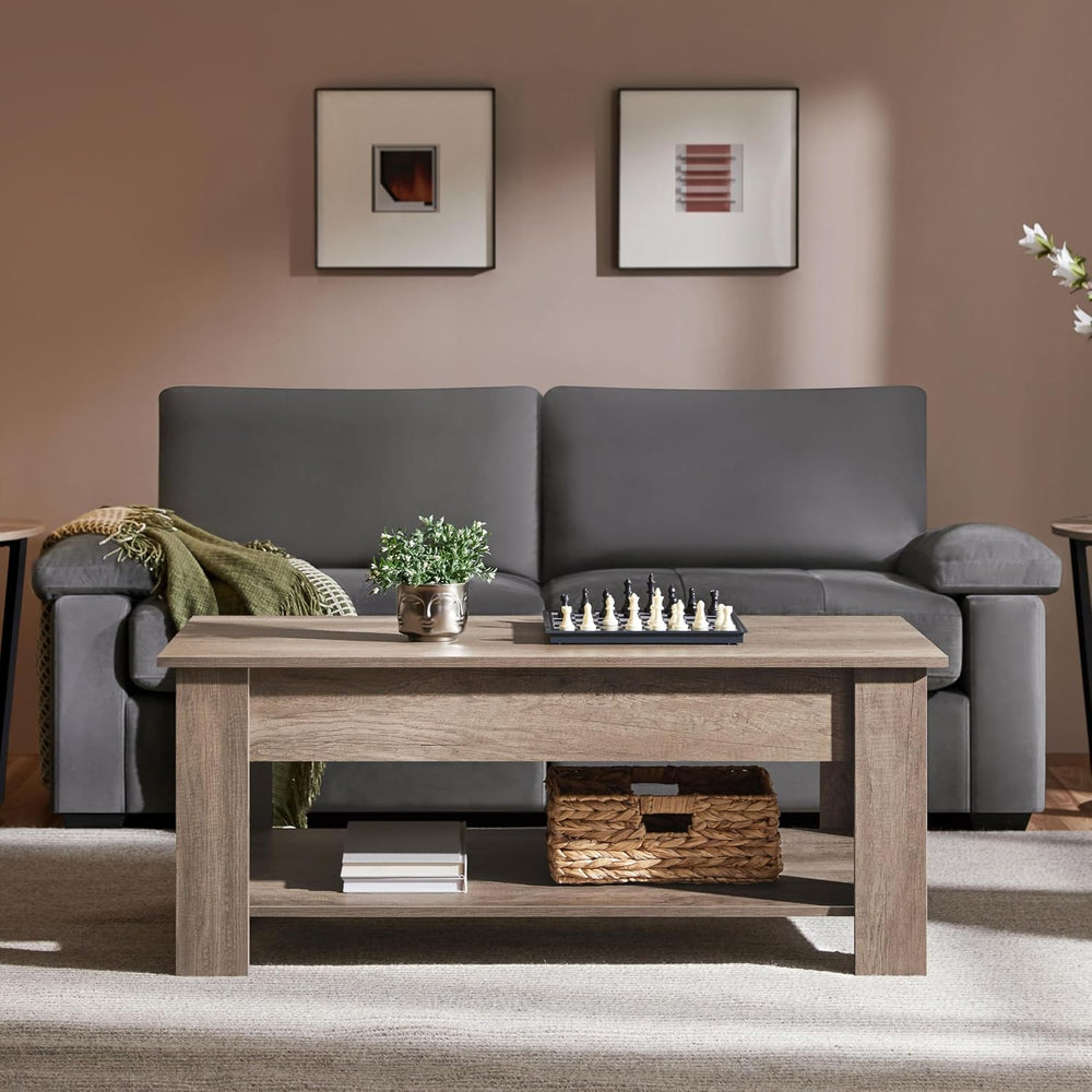 Yaheetech 47.2" Lift Top Coffee Table with Hidden Storage & Shelf, Gray