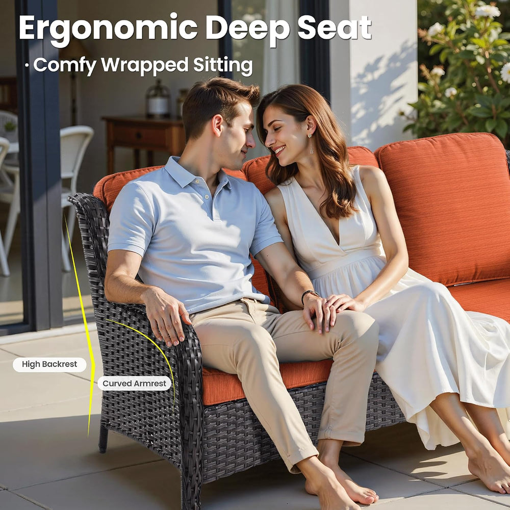 ovios 6-Pieces Patio Furniture Set, Outdoor Wicker Sofa Couch with Swivel Gli...