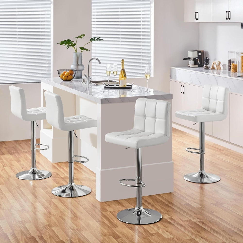 Yaheetech Bar Stools Set of 3 Adjustable Counter Height Barstools White
