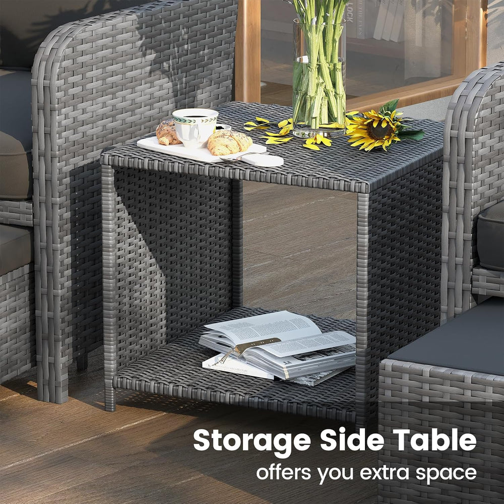 UDPATIO Balcony Furniture, Space-Saving Patio Chairs with Ottoman