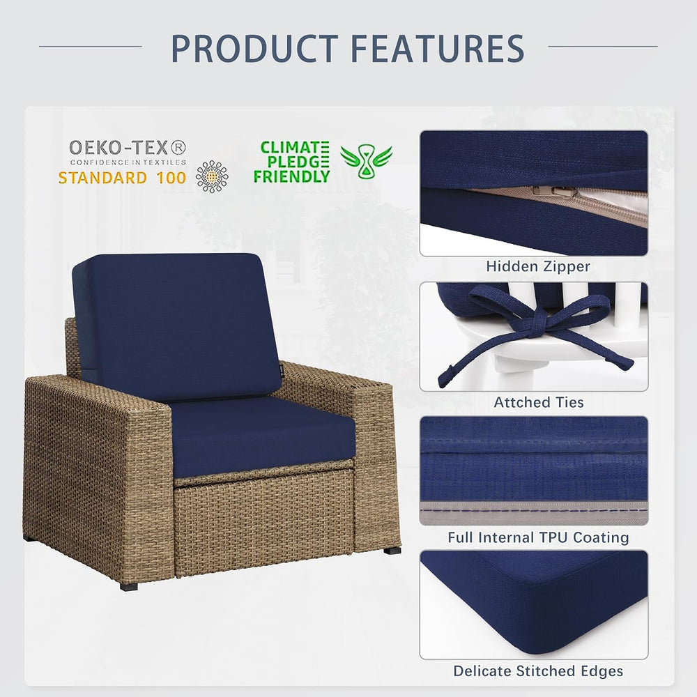 Favoyard Outdoor Deep Seat Cushion Set, 22 x 22 Inch, Blue