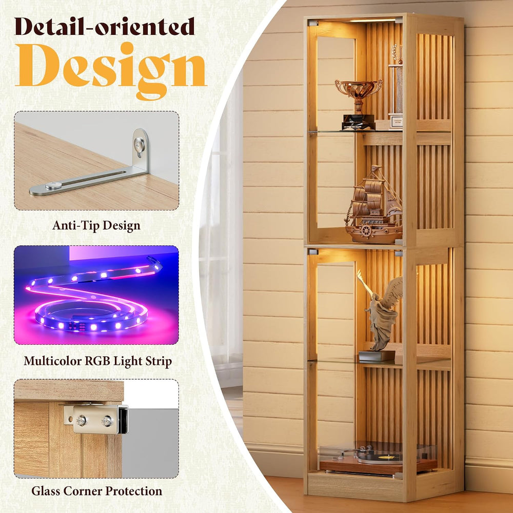 AMERLIFE 16-Inch RGB Display Cabinet with Glass Doors