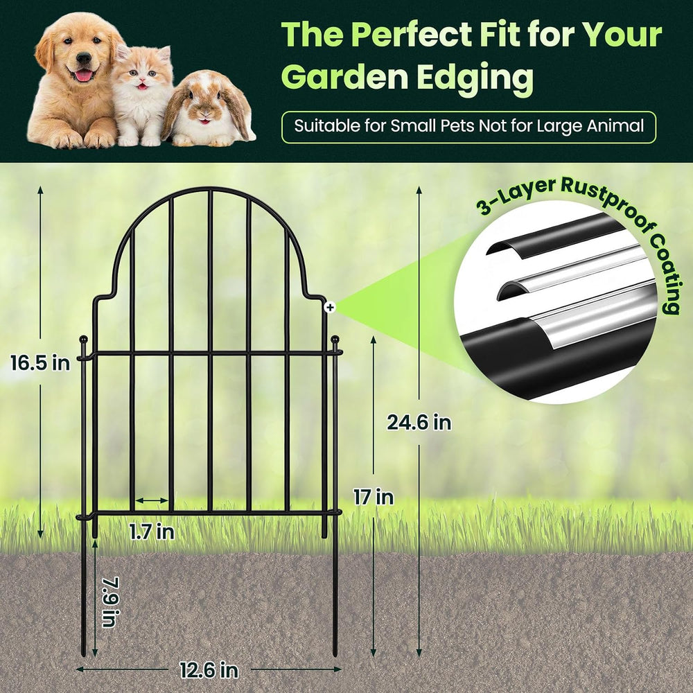 Decorative Garden Fence Panels 19 Pack - 16in (H) x 20ft Metal Animal Barrier...