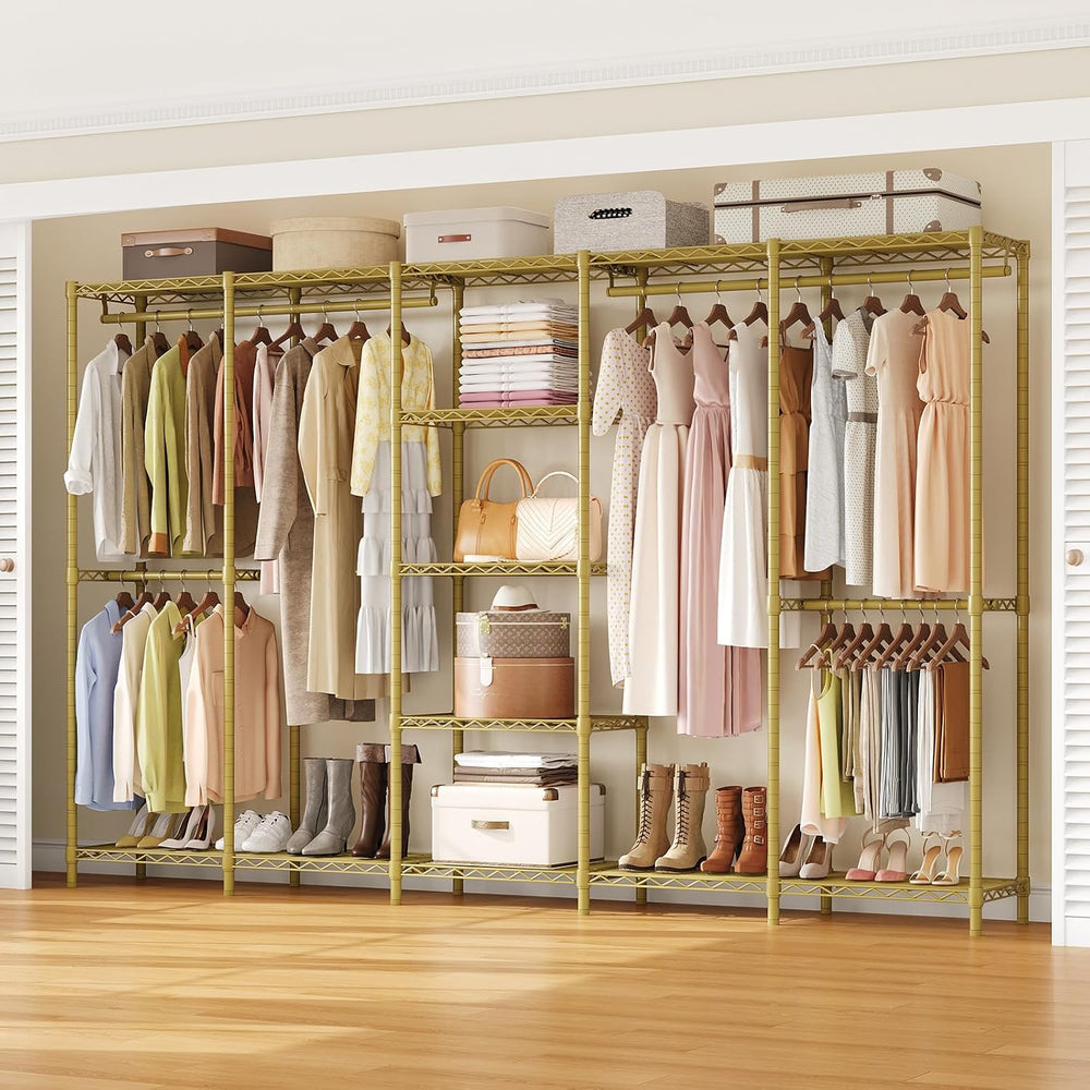 ONBRILL F5 Heavy Duty Clothes Rack Freestanding Modular Closet System Gold