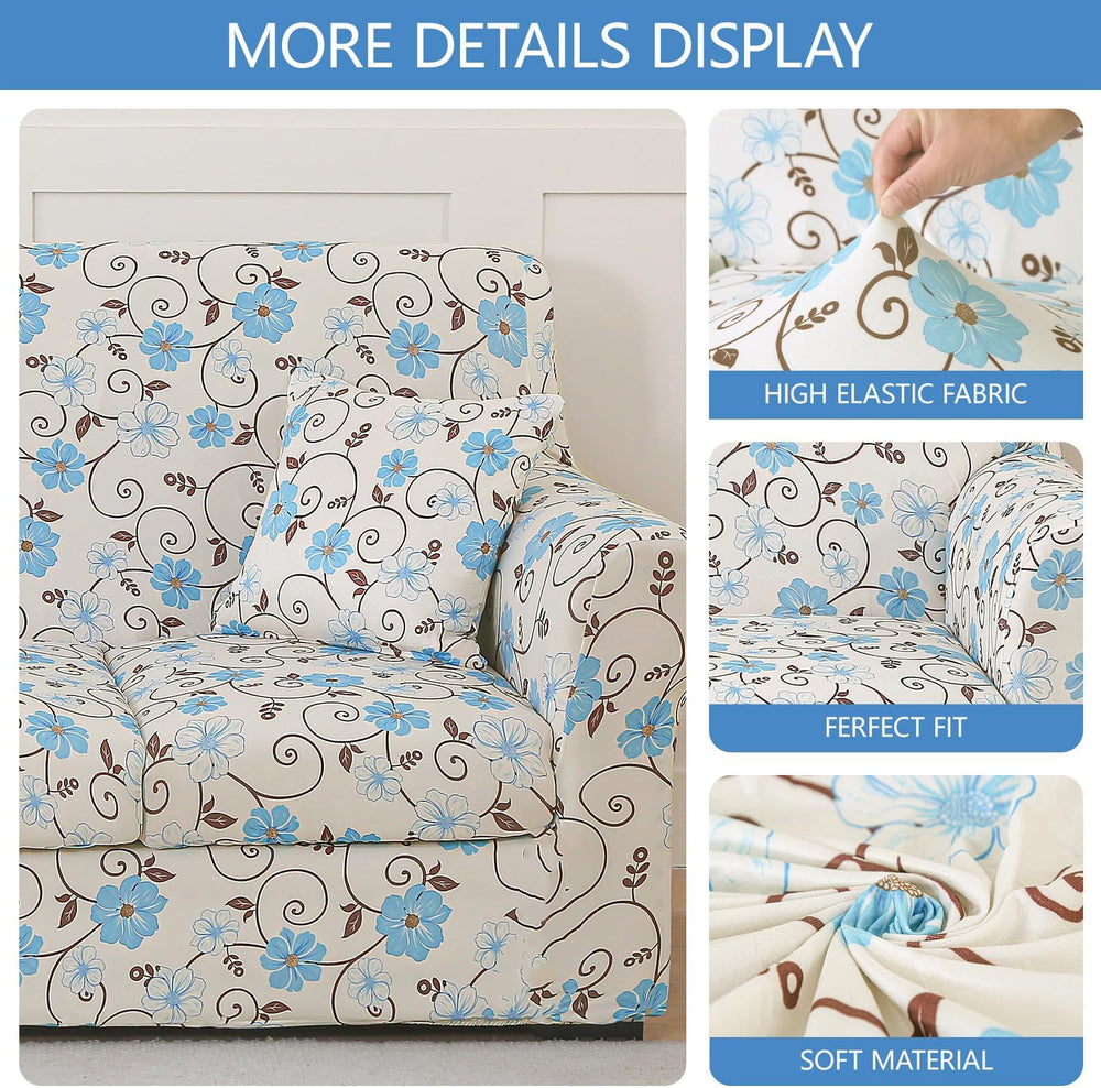 Stretch Printed Sofa Cover Couch Covers, 4-Piece Loveseat Slipcovers with 2 S...