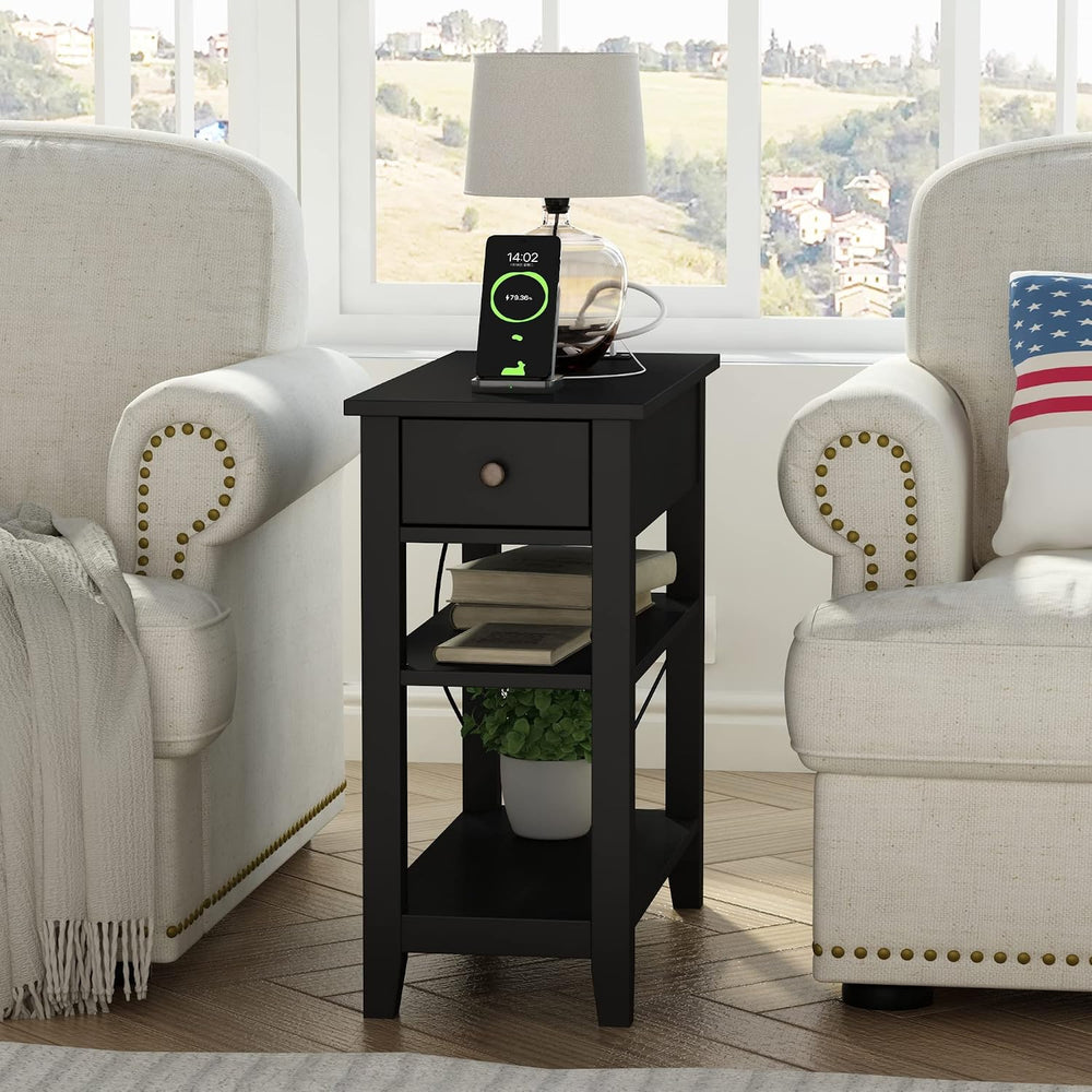 ChooChoo End Table Set of 2 Living Room with Charging Station
