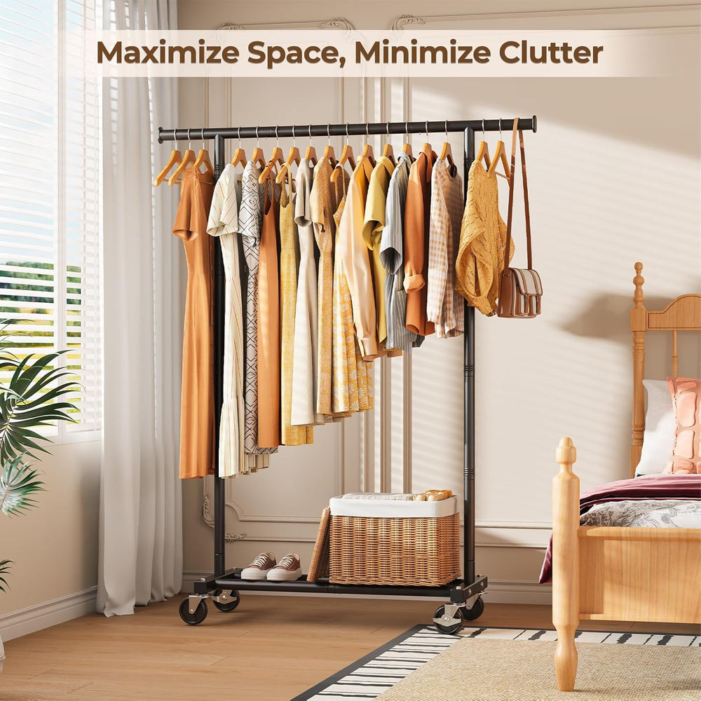 HYSEYY Clothes Rack, Clothing Rack for Hanging Clothes, Rolling Garment Rack ...