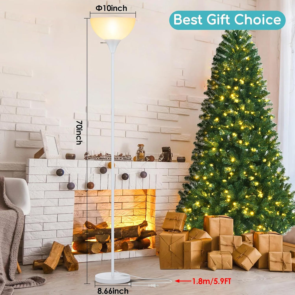 Coucrek Floor Lamp, LED Standing Lamps with White Plastic Shade, Corner Floor...