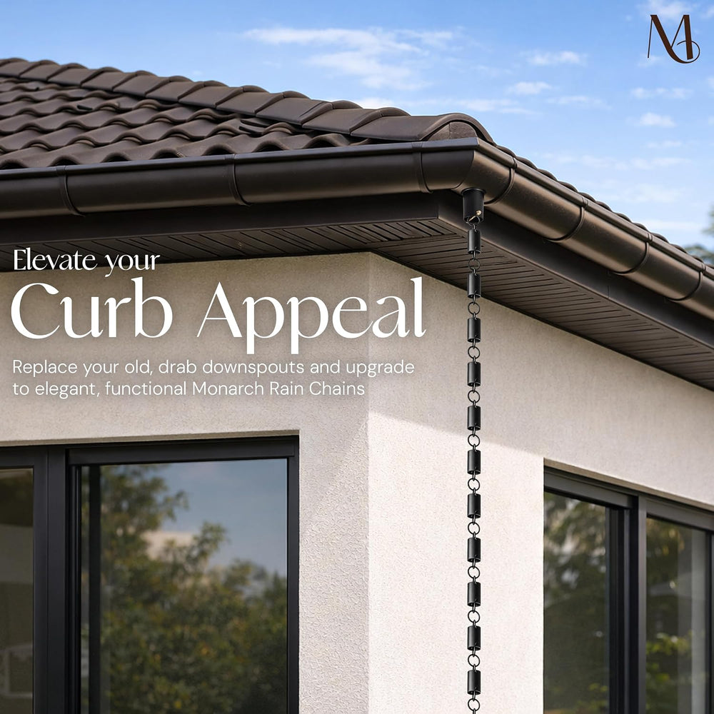 Monarch Rain Chains Aluminum Cylinder Rain Chains for Gutters – 8.5 ft Decora...