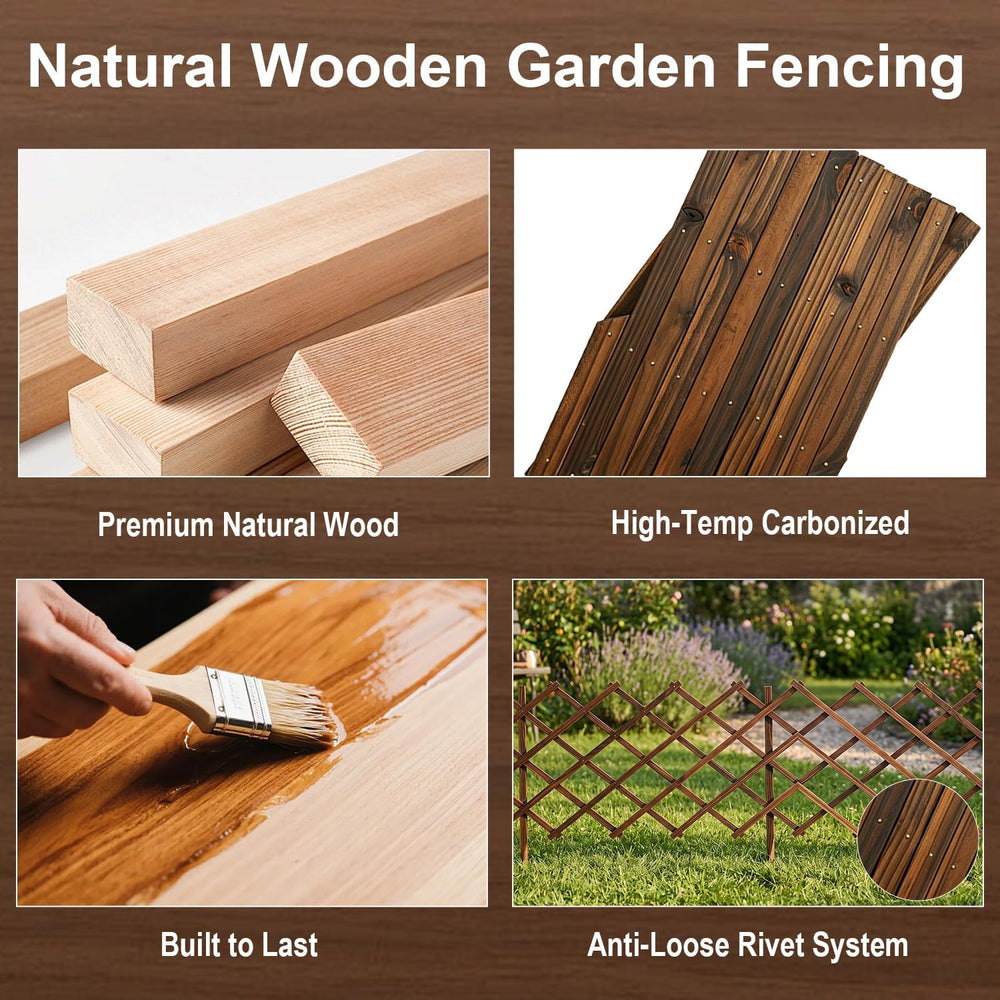 Avalution Decorative Garden Fence Outdoor,Total 12in(H) x 11.6 ft(L) 2 Pack