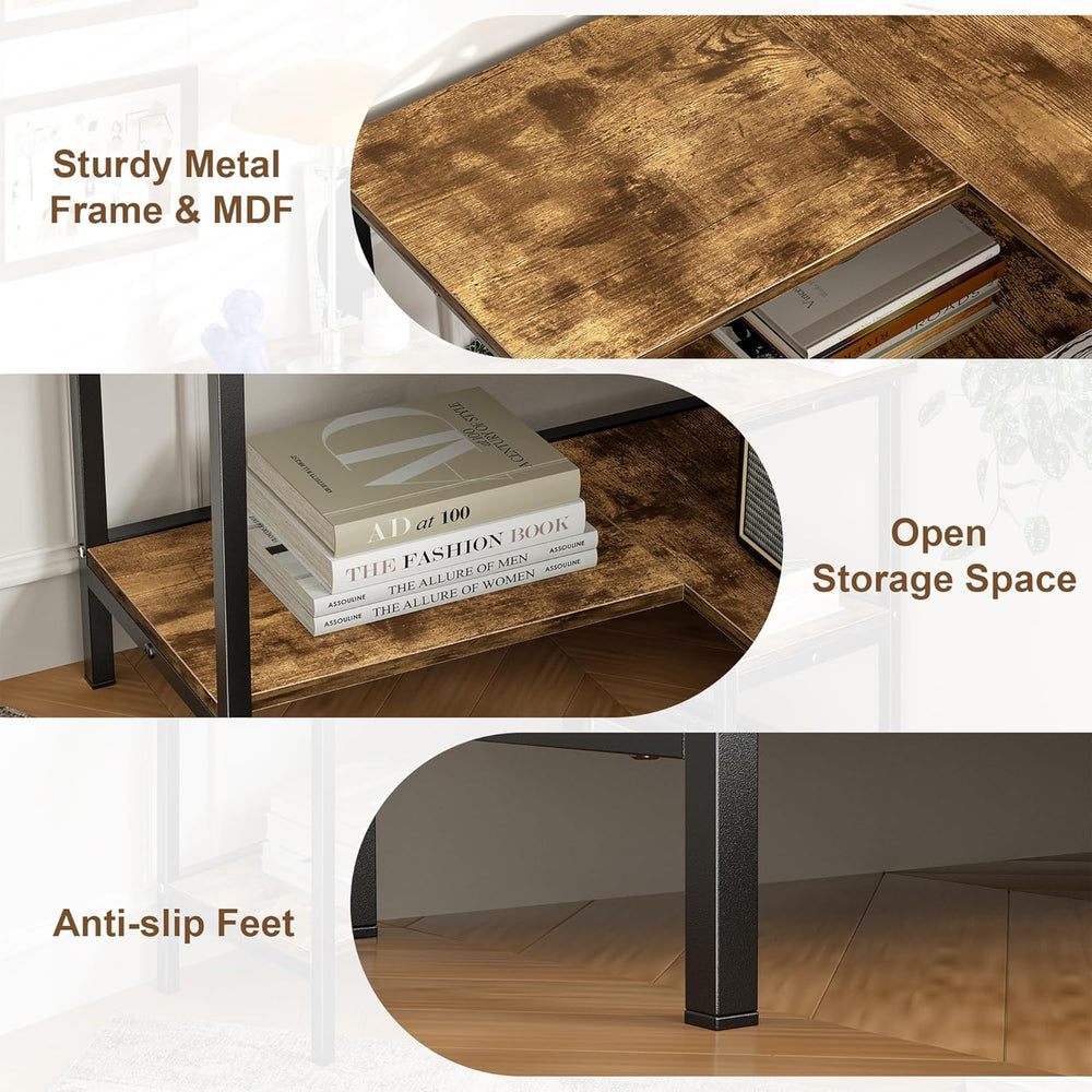 VECELO Corner Cabinet Table with 3 Tier Open Shelf, Multipurpose Display Orga...