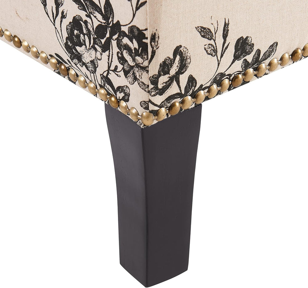 Linon Stephanie Ottoman, Botanical Linen