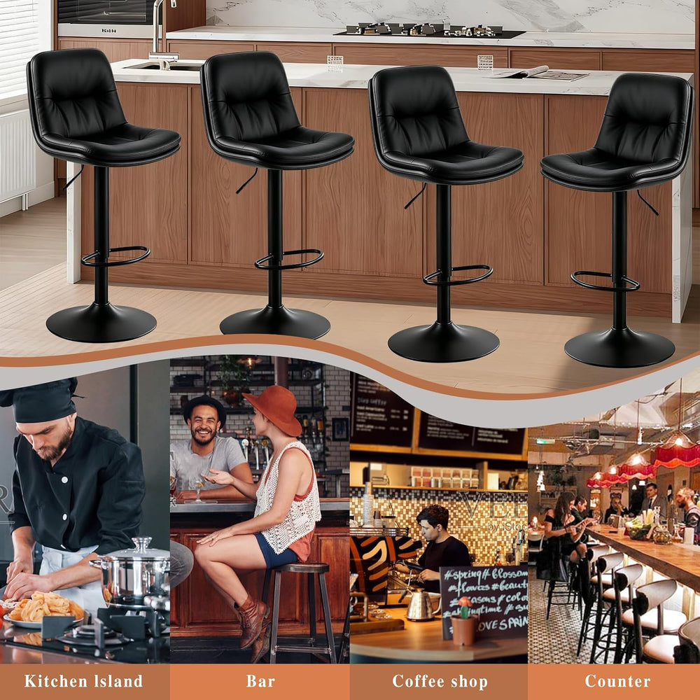 Bar Stools Set of 4 Swivel Adjustable Bar Chairs Counter Height