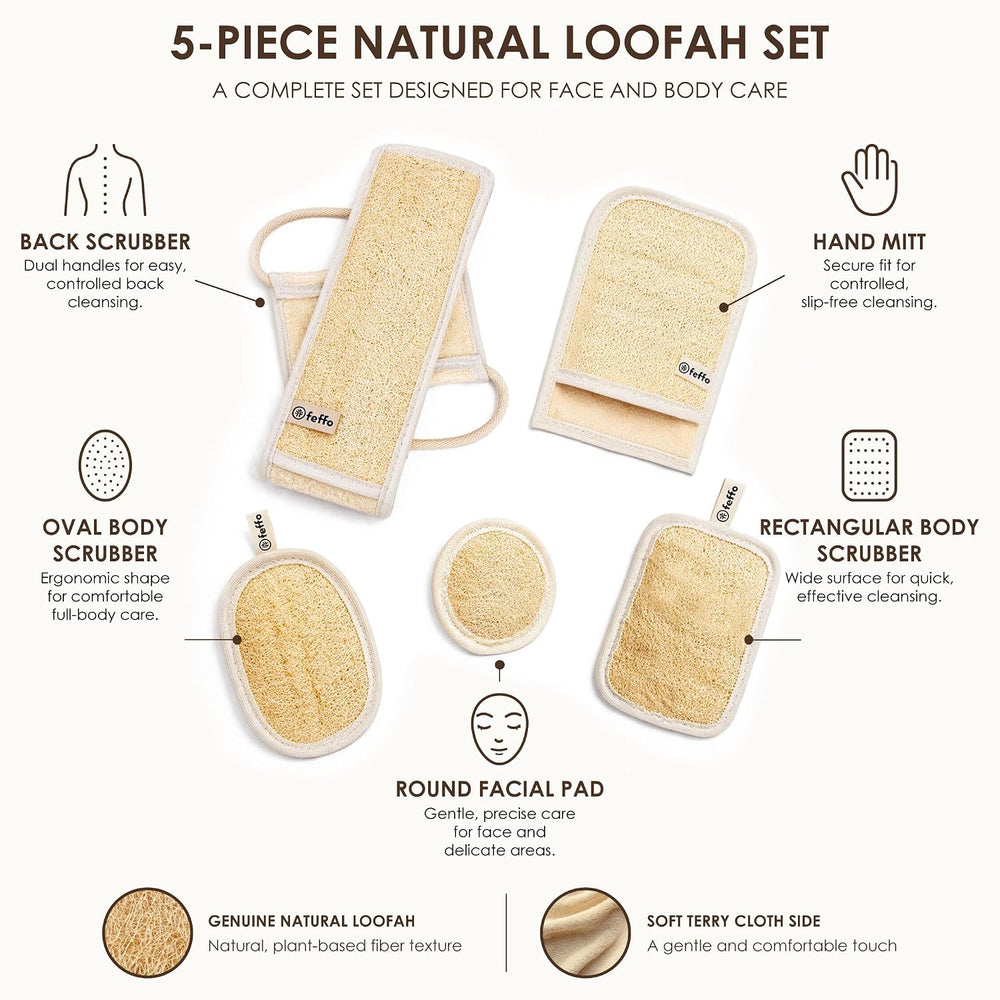 Loofah Sponge for Body Scrub, Exfoliating Body Scrubber Body Care Set, 1 Coun...