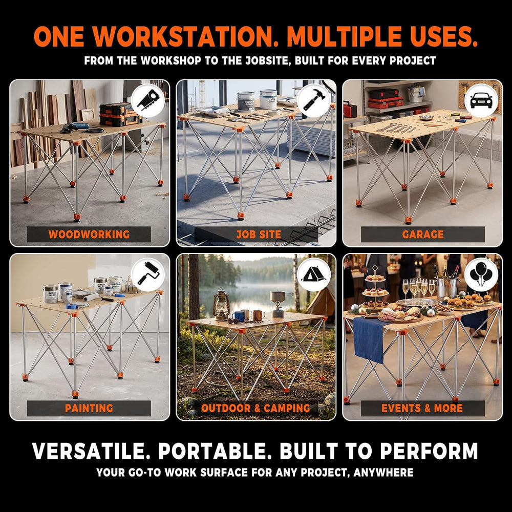30" Tall Portable Folding Centipede Workbench 2x4 FT