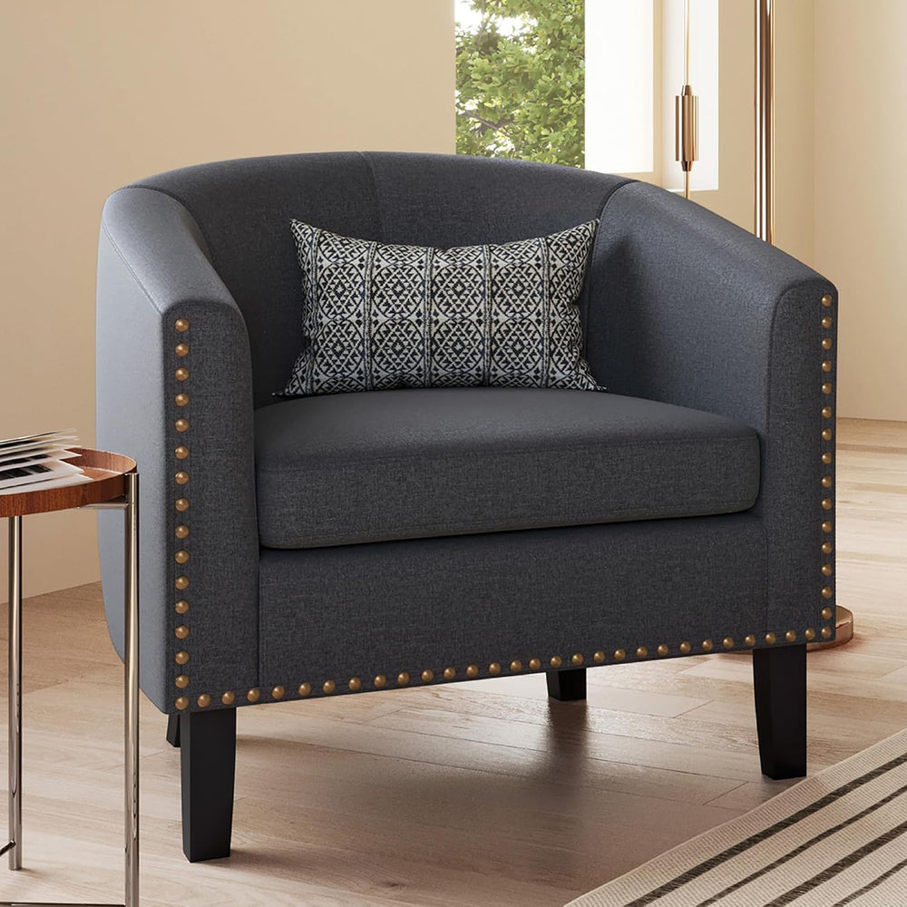 BELLEZE Accent Barrel Chair, Modern Tub Club Chair Upholstered Armchair with ...