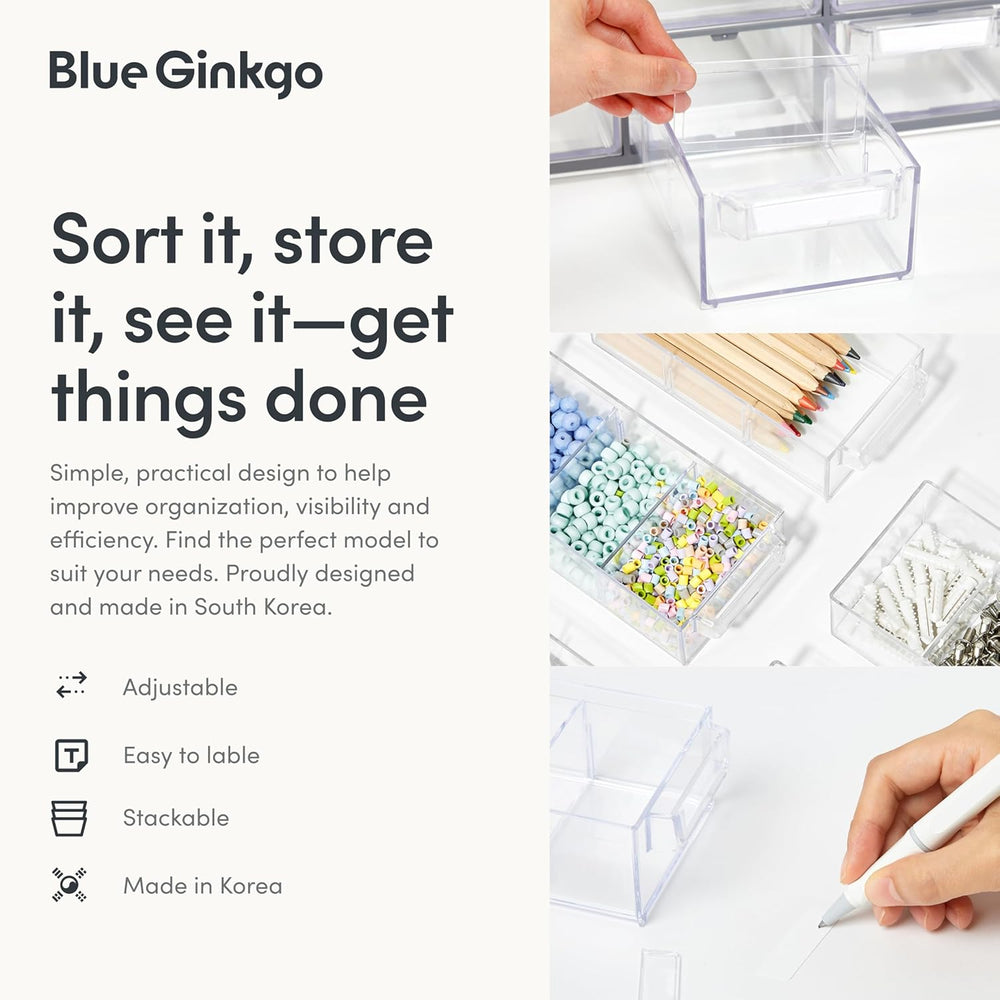 Blue Ginkgo 20-Drawer Storage Cabinet Organizer, Grey, Made in Korea