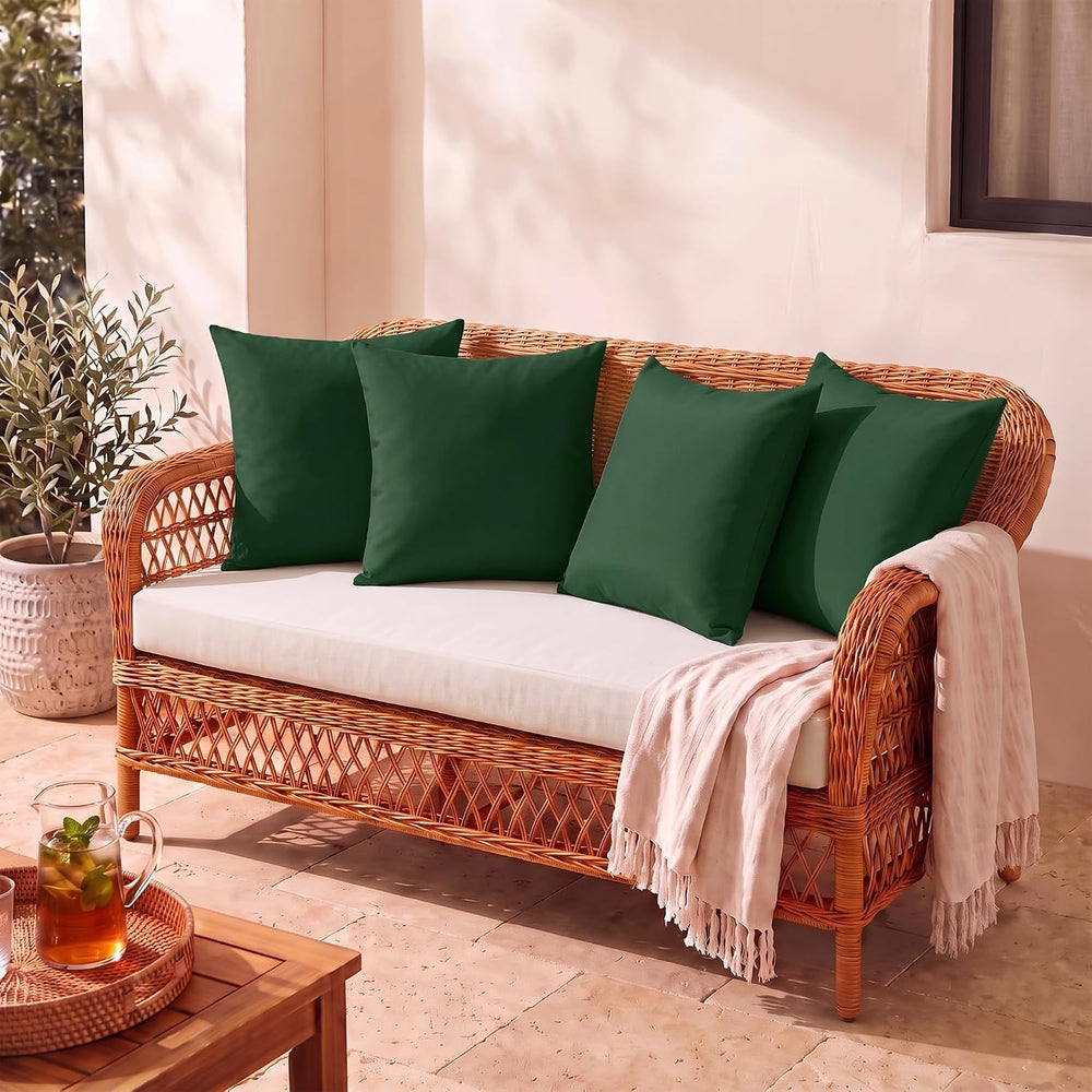 Square Throw Pillows Set of 4, 17” x 17”, All-Weather Spun Fabric, Water and ...