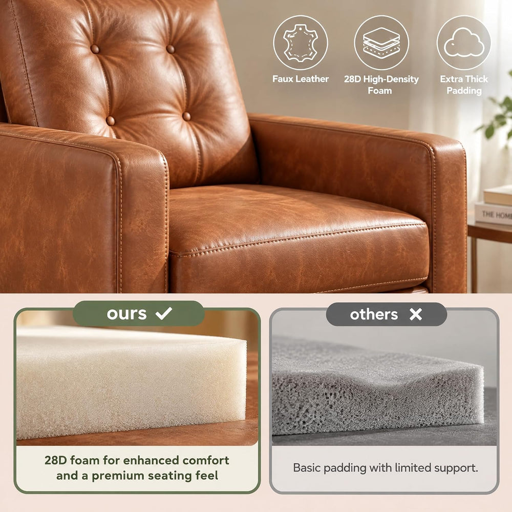 HNY Brown Faux Leather Tufted Accent Chairs