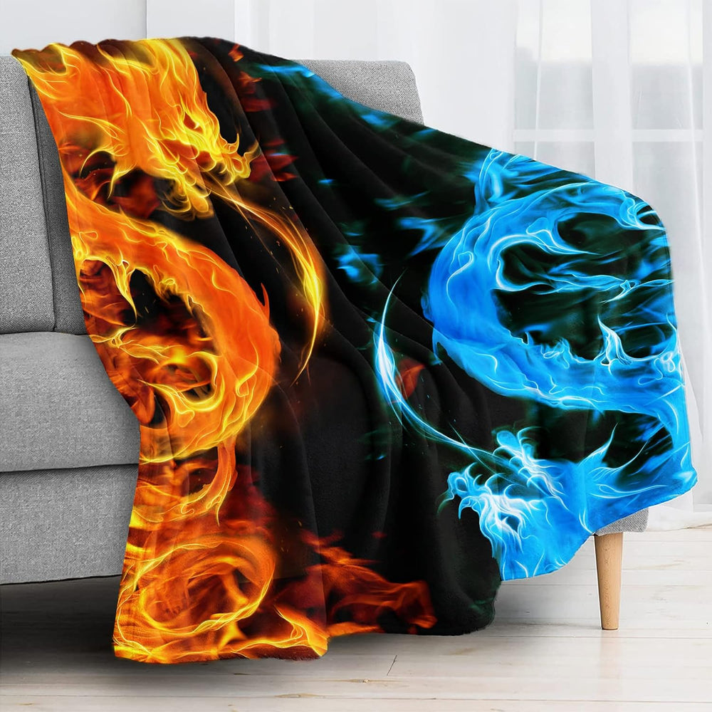 Ice & Fire Dragon Throw Blanket for Couch, Super Soft Fuzzy Throws Warm C...