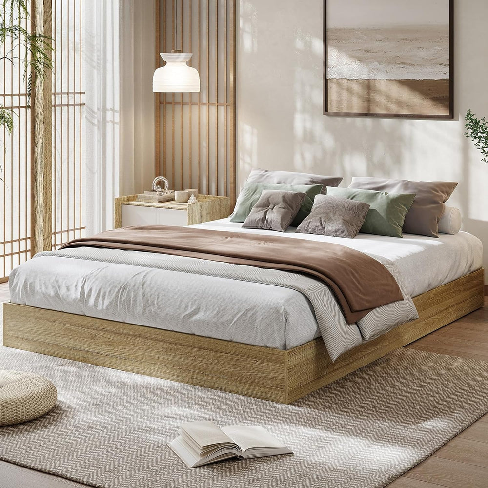 GarveeHome Wood Platform Bed Frame, Queen Bed Frame Without Headboard