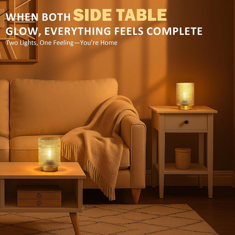 2 Pack Battery Operated Lamp with Timer,Small Decorative Table Lamps,Clear