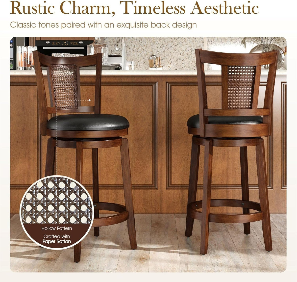 Sophia & William 26 Inch Swivel Bar Stools Set of 6, Counter Height Stools