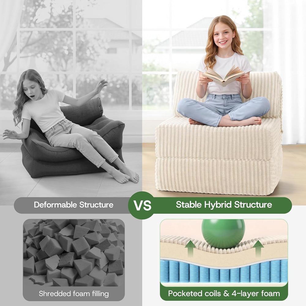 Folding Sofa Bed Convertible 4 in 1 Sleeper Chair Beige Single XL